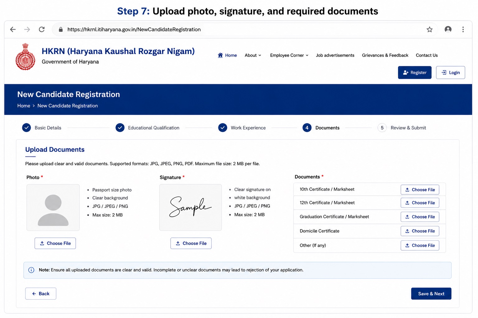 HKRN Registration Step 7 - Upload Documents